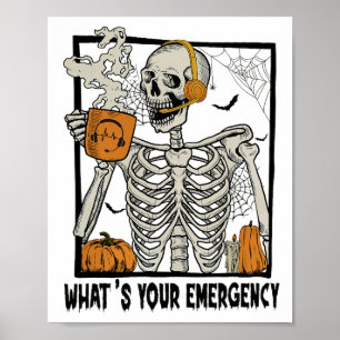 911 Dispatcher Halloween Skelet Wat je tevoorschij Poster
