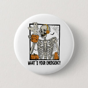 911 Dispatcher Halloween Skelet Wat je tevoorschij Ronde Button 5,7 Cm