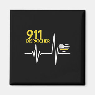 911 Dispatcher Hartslag Politie Dunne Vlag Patriot Magneet