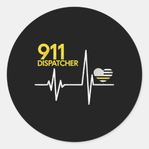 911 Dispatcher Hartslag Politie Dunne Vlag Patriot Ronde Sticker