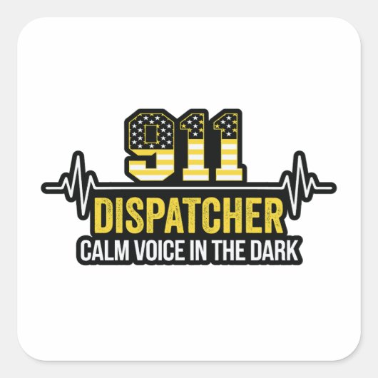 911 Dispatcher Kalme stem in het donker Vierkante Sticker (Voorkant)