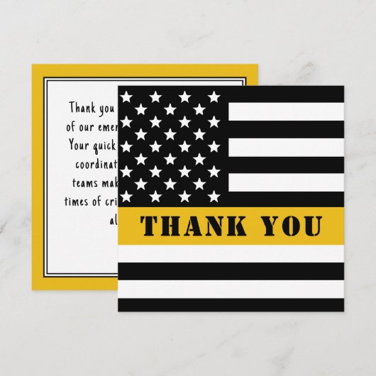 911 Dispatcher Thin Gold Line Appreciation Bedankkaart (Voorkant / Achterkant)