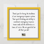 911 Dispatcher Thin Gold Line Appreciation Bedankkaart (Achterkant)