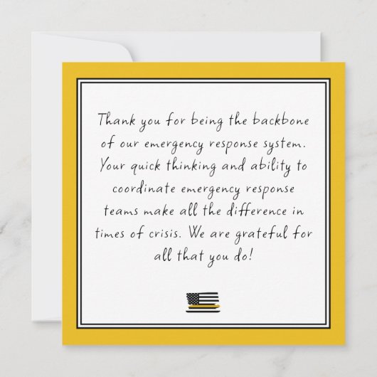 911 Dispatcher Thin Gold Line Appreciation Notitiekaartje (Achterkant)