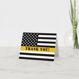 911 Dispatcher Thin Gold Line Flag Appreciation Bedankkaart