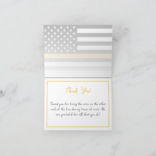 911 Dispatcher Thin Gold Line Flag Appreciation Bedankkaart (Binnen)