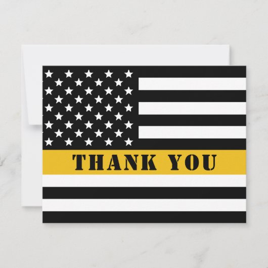 911 Dispatcher Thin Gold Line Flag Appreciation Bedankkaart (Voorkant)