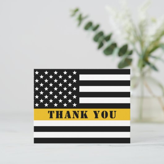 911 Dispatcher Thin Gold Line Flag Appreciation Bedankkaart (Staand voorkant)