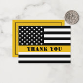 911 Dispatcher Thin Gold Line Flag Appreciation Notitiekaartje (Voorkant / Achterkant in situ)