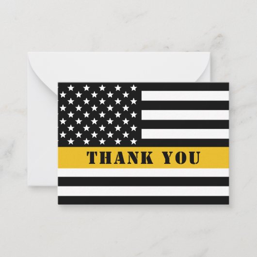 911 Dispatcher Thin Gold Line Flag Appreciation Notitiekaartje (Voorkant)