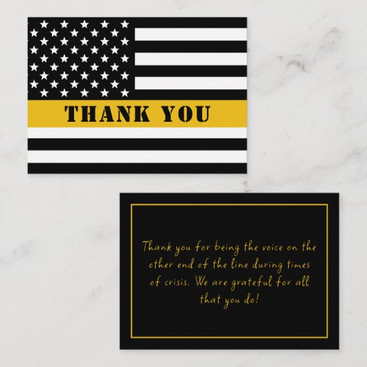 911 Dispatcher Thin Gold Line Flag Appreciation Notitiekaartje (Voorkant / Achterkant)