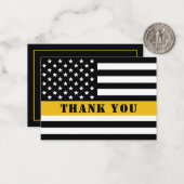 911 Dispatcher Thin Gold Line Flag Appreciation Notitiekaartje (Voorkant / Achterkant in situ)