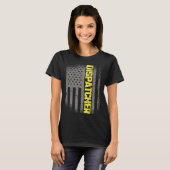 911 Dispatcher Thin Gold Line US Flag Emergency Di T-shirt (Voorkant volledig)