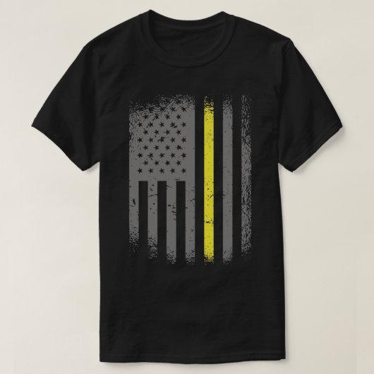 911 Dispatcher Thin Gold Line US Flag Emergency Di T-shirt (Design voorkant)