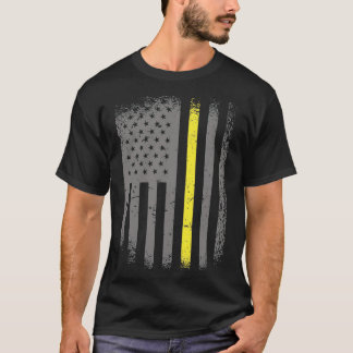 911 Dispatcher Thin Gold Line US Flag Emergency Di T-shirt