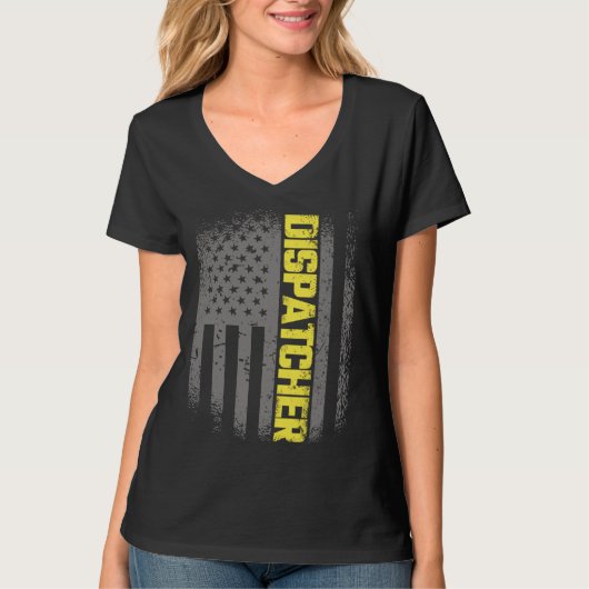 911 Dispatcher Thin Gold Line US Flag Emergency Di T-shirt (Voorkant)