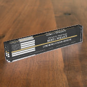 911 Dispatcher Thin Gold Line Vlag Naam Bord Naambordje (Zijkant)