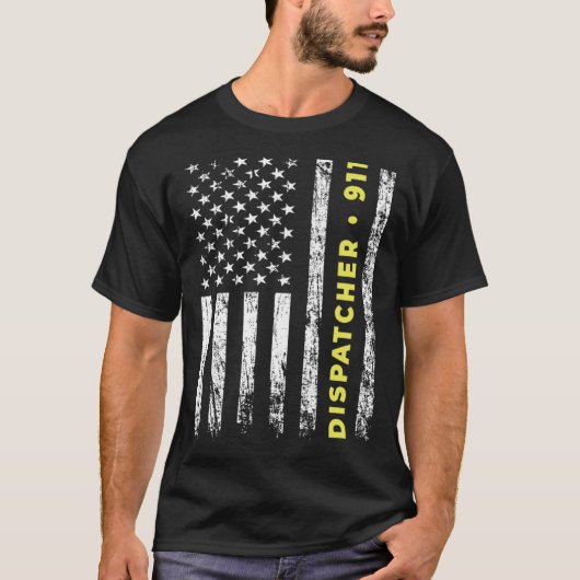 911 Dispatcher Thin Yellow Line Dispatch US Americ T-shirt (Voorkant)