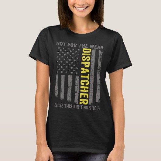 911 Dispatcher US Flag Thin Gold Line Emergency Di T-shirt (Voorkant)