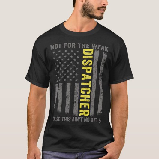 911 Dispatcher US Flag Thin Gold Line Emergency Di T-shirt (Voorkant)
