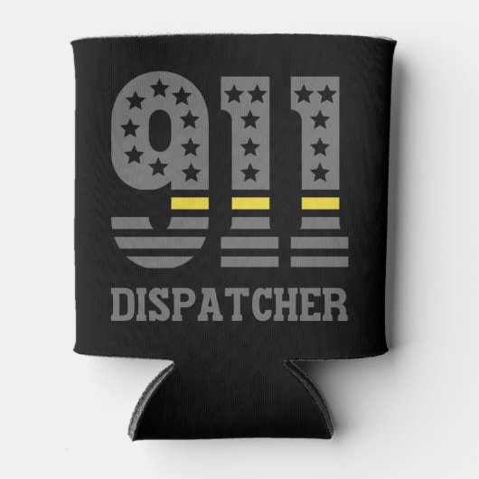 911 Dispatcher USA Flag Thin Yellow Line Emergency Blikjeskoeler (Voorkant)