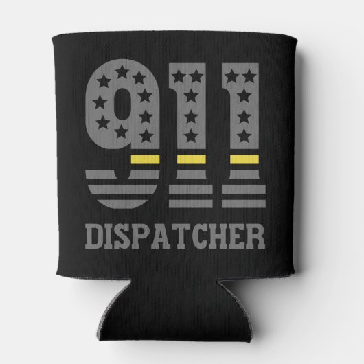 911 Dispatcher USA Flag Thin Yellow Line Emergency Blikjeskoeler (Achterkant)
