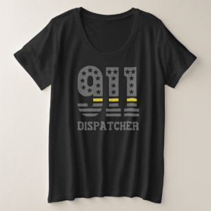 911 Dispatcher USA Flag Thin Yellow Line Emergency Grote Maat T-shirt