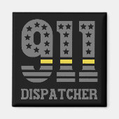 911 Dispatcher USA Flag Thin Yellow Line Emergency Magneet (Voorkant)