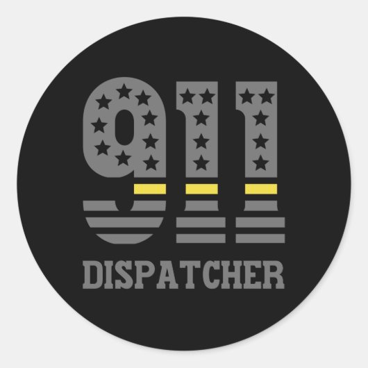 911 Dispatcher USA Flag Thin Yellow Line Emergency Ronde Sticker (Voorkant)