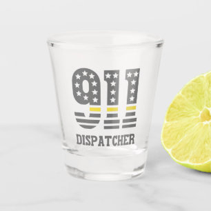 911 Dispatcher USA Flag Thin Yellow Line Emergency Shot Glas