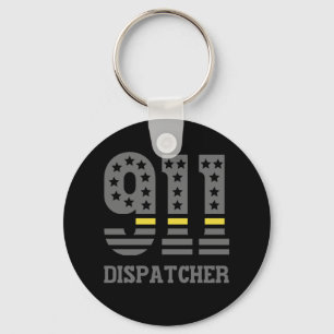 911 Dispatcher USA Flag Thin Yellow Line Emergency Sleutelhanger