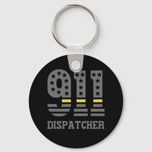 911 Dispatcher USA Flag Thin Yellow Line Emergency Sleutelhanger (Voorkant)
