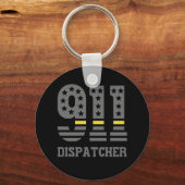 911 Dispatcher USA Flag Thin Yellow Line Emergency Sleutelhanger (Voorkant)