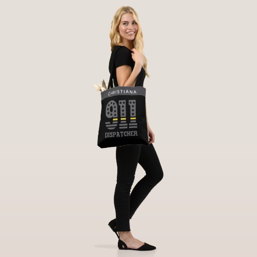 911 Dispatcher USA Flag Thin Yellow Line Emergency Tote Bag (Op model)