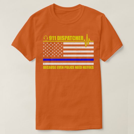 911 Dispatcher Week American Flag Thin Blue en Go T-shirt (Design voorkant)