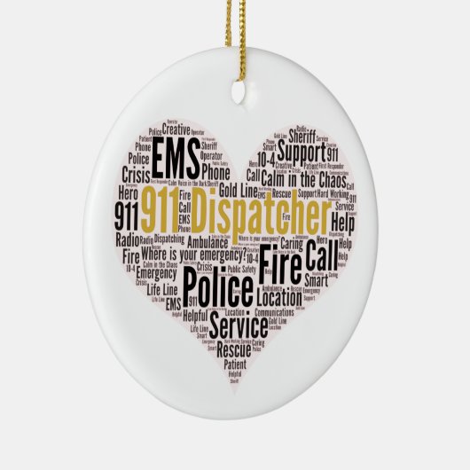911 Dispatcher Word Cloud Ceramic Ornament (Rechts)