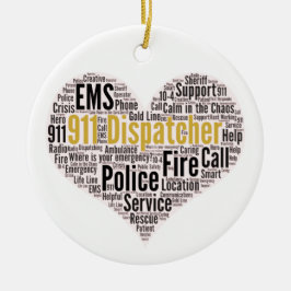 911 Dispatcher Word Cloud Ceramic Ornament