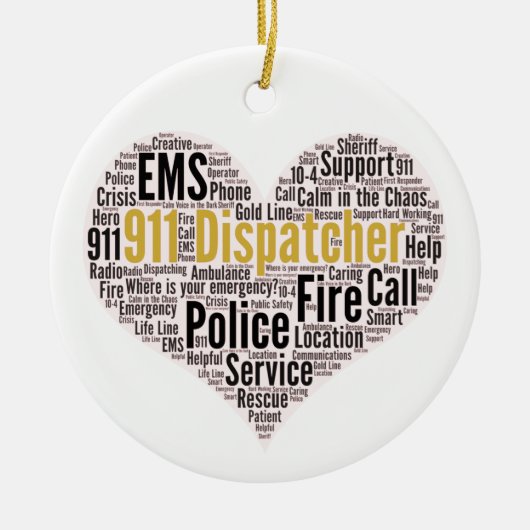 911 Dispatcher Word Cloud Ceramic Ornament (Voorkant)