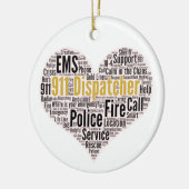 911 Dispatcher Word Cloud Ceramic Ornament (Links)