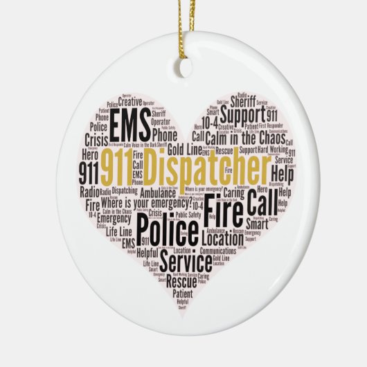 911 Dispatcher Word Cloud Ceramic Ornament (Links)