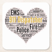 911 Dispatcher Word Cloud Kartonnen Onderzetters (Voorkant)