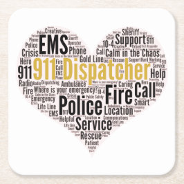 911 Dispatcher Word Cloud Kartonnen Onderzetters