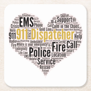 911 Dispatcher Word Cloud Kartonnen Onderzetters