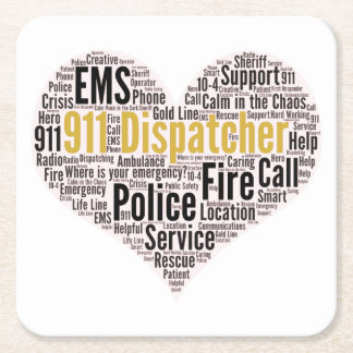 911 Dispatcher Word Cloud Kartonnen Onderzetters