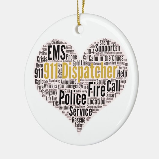 911 Dispatcher Word Cloud Keramisch Ornament (Links)