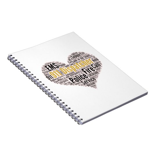 911 Dispatcher Word Cloud Notitieboek (Rechterzijde)