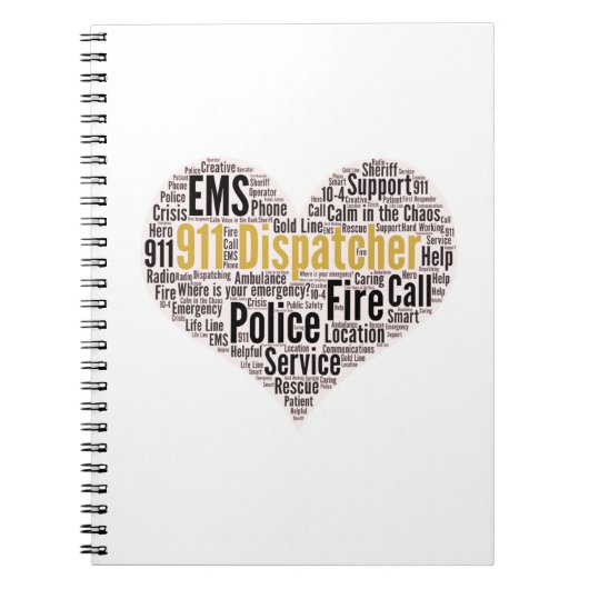 911 Dispatcher Word Cloud Notitieboek (Voorkant)