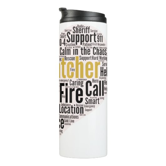 911 Dispatcher Word Cloud Thermosbeker (Geroteerd rechts)