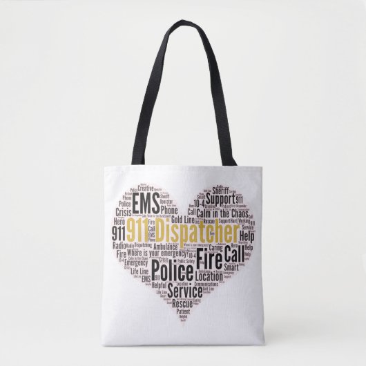 911 Dispatcher Word Cloud Tote Bag (Voorkant)