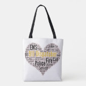911 Dispatcher Word Cloud Tote Bag (Achterkant)